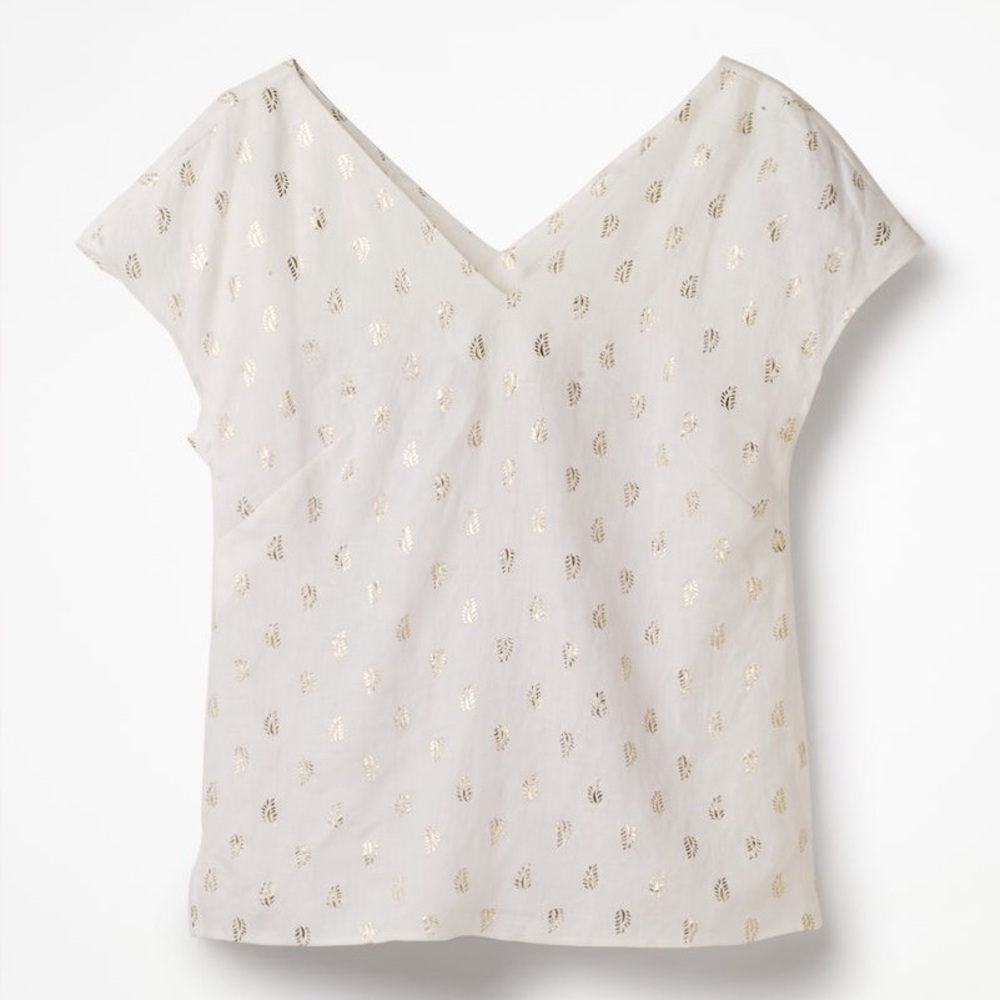 BODEN Alexandra Vneck Linen Blouse